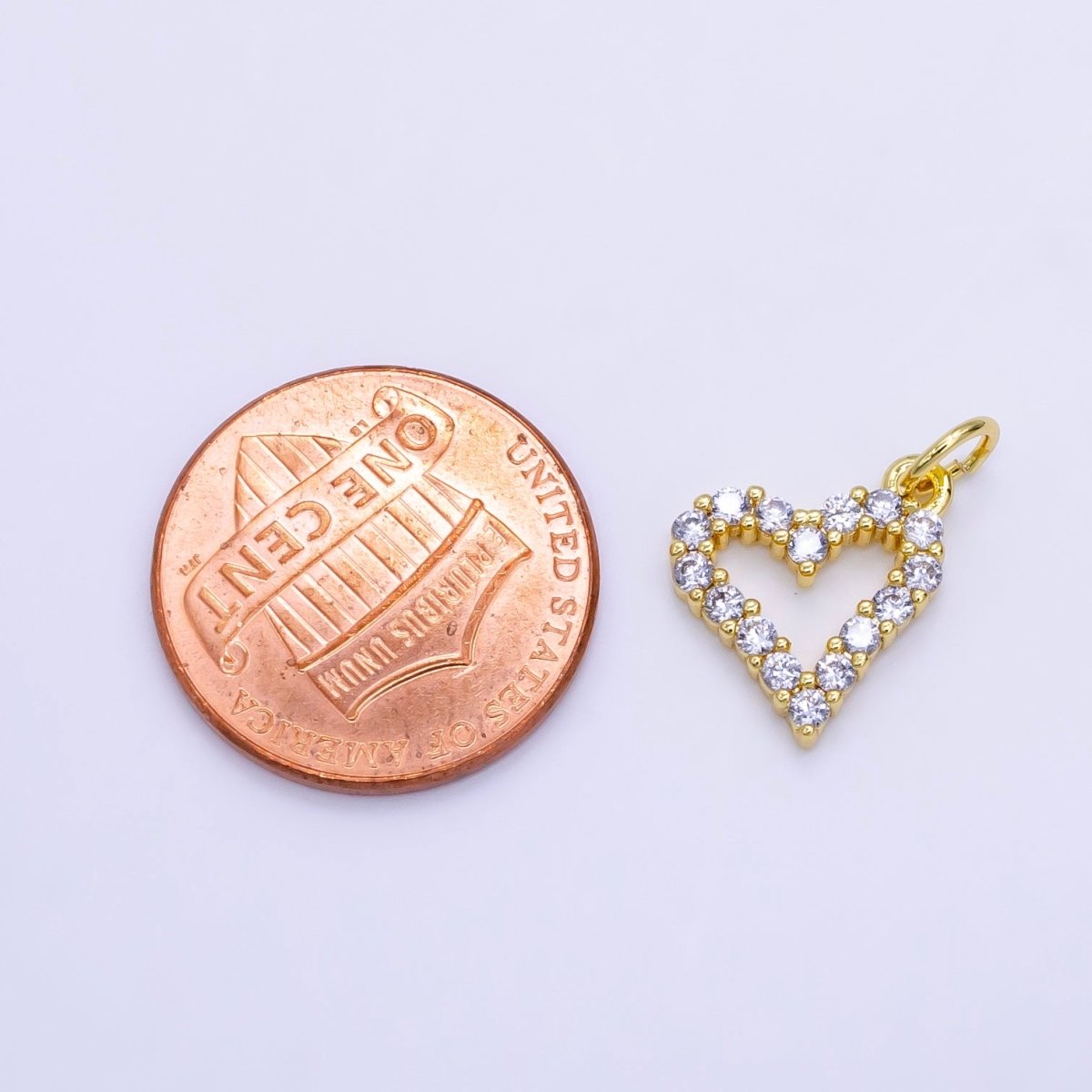 24K Gold Filled 12mm Micro Paved CZ Open Heart Charm | D163 - DLUXCA