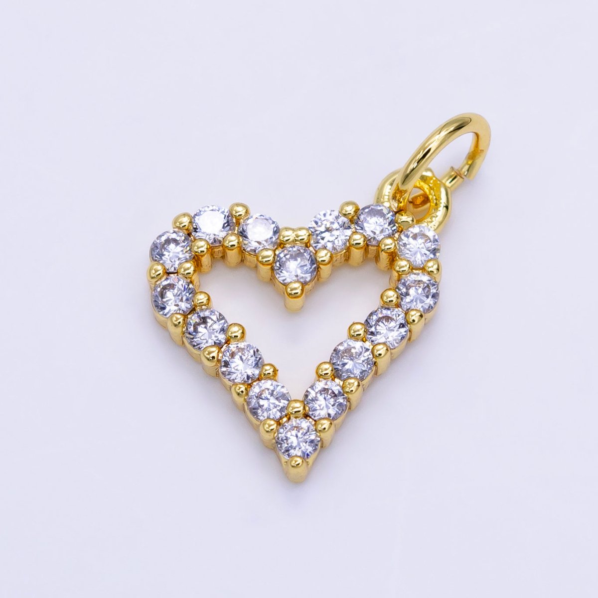 24K Gold Filled 12mm Micro Paved CZ Open Heart Charm | D163 - DLUXCA