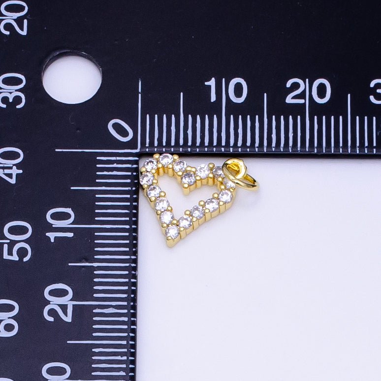 24K Gold Filled 12mm Micro Paved CZ Open Heart Charm | D163 - DLUXCA