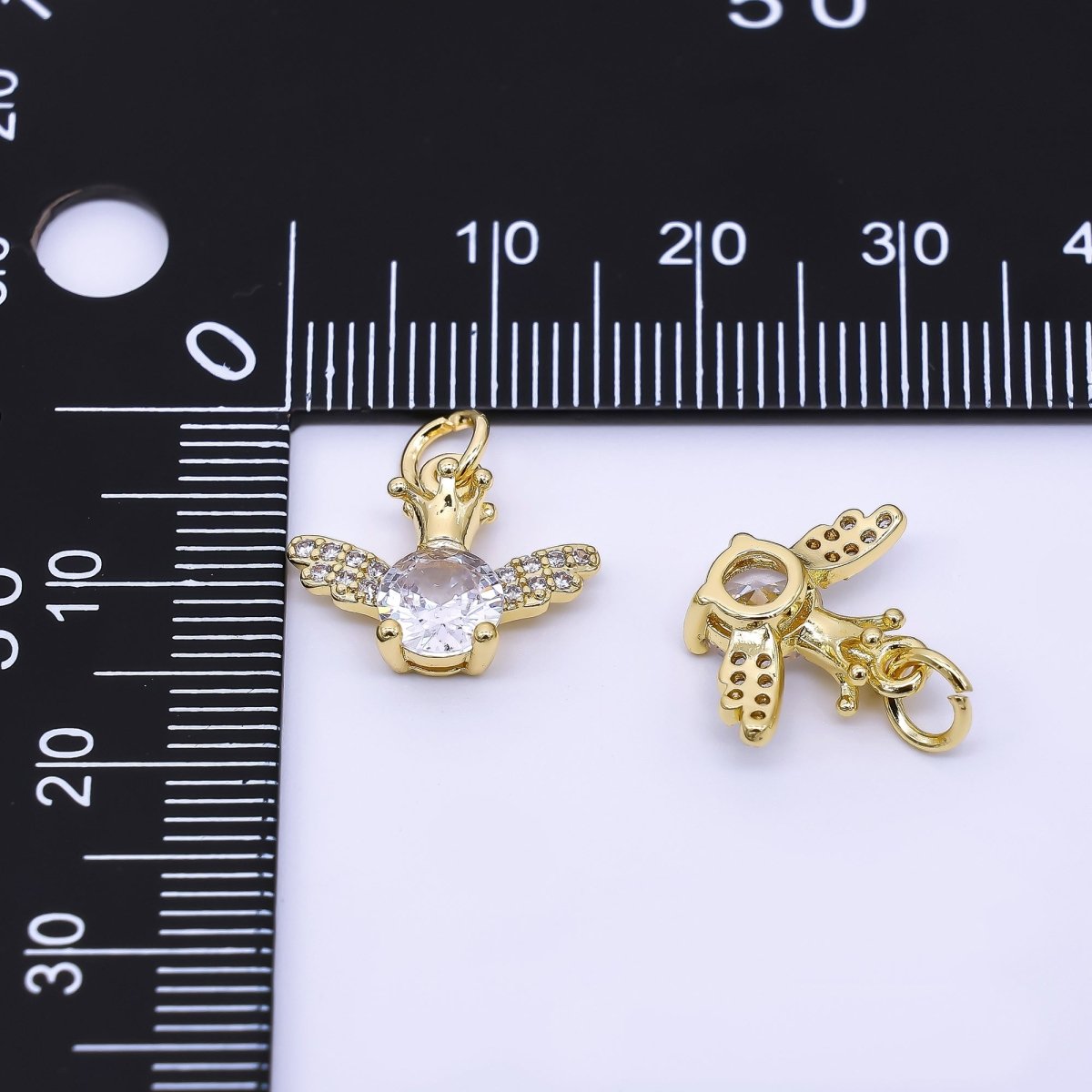 24K Gold Filled 12mm Micro Paved CZ The Little Light Firefly Animal Charm | AJ - 497 - DLUXCA