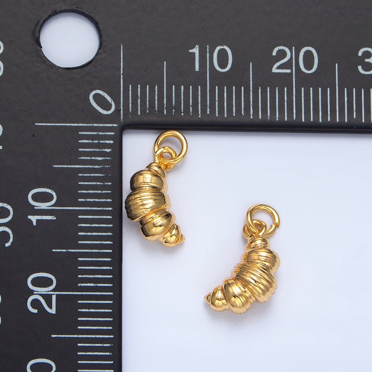 24K Gold Filled 12mm Mini Minimalist Croissant 3D Charm | D419 - DLUXCA