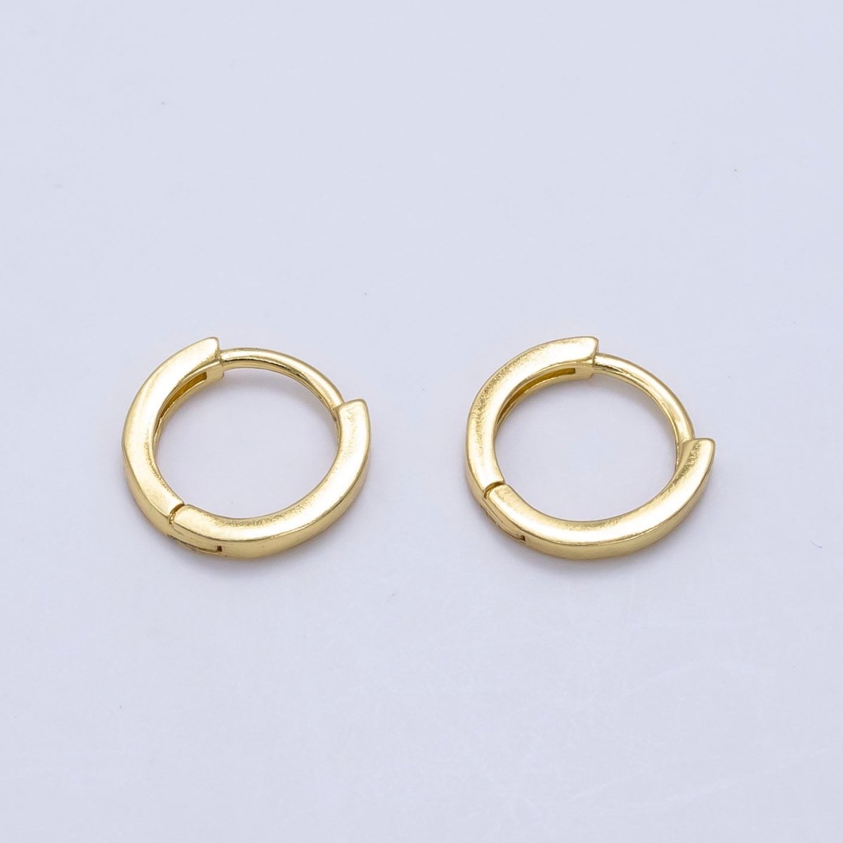 24K Gold Filled 12mm Minimalist Flat Cartilage Huggie Earrings | AD774 - DLUXCA