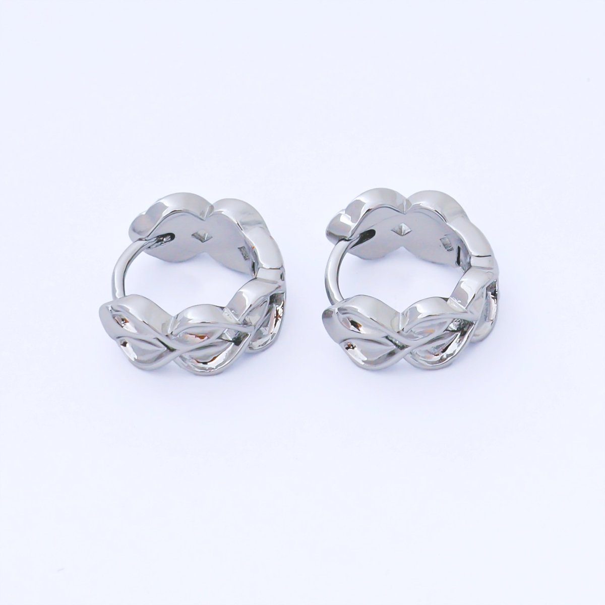 24K Gold Filled 12mm Molten Heart Leaf Flower Huggie Earrings in Gold & Silver | AB1617 AB1618 - DLUXCA