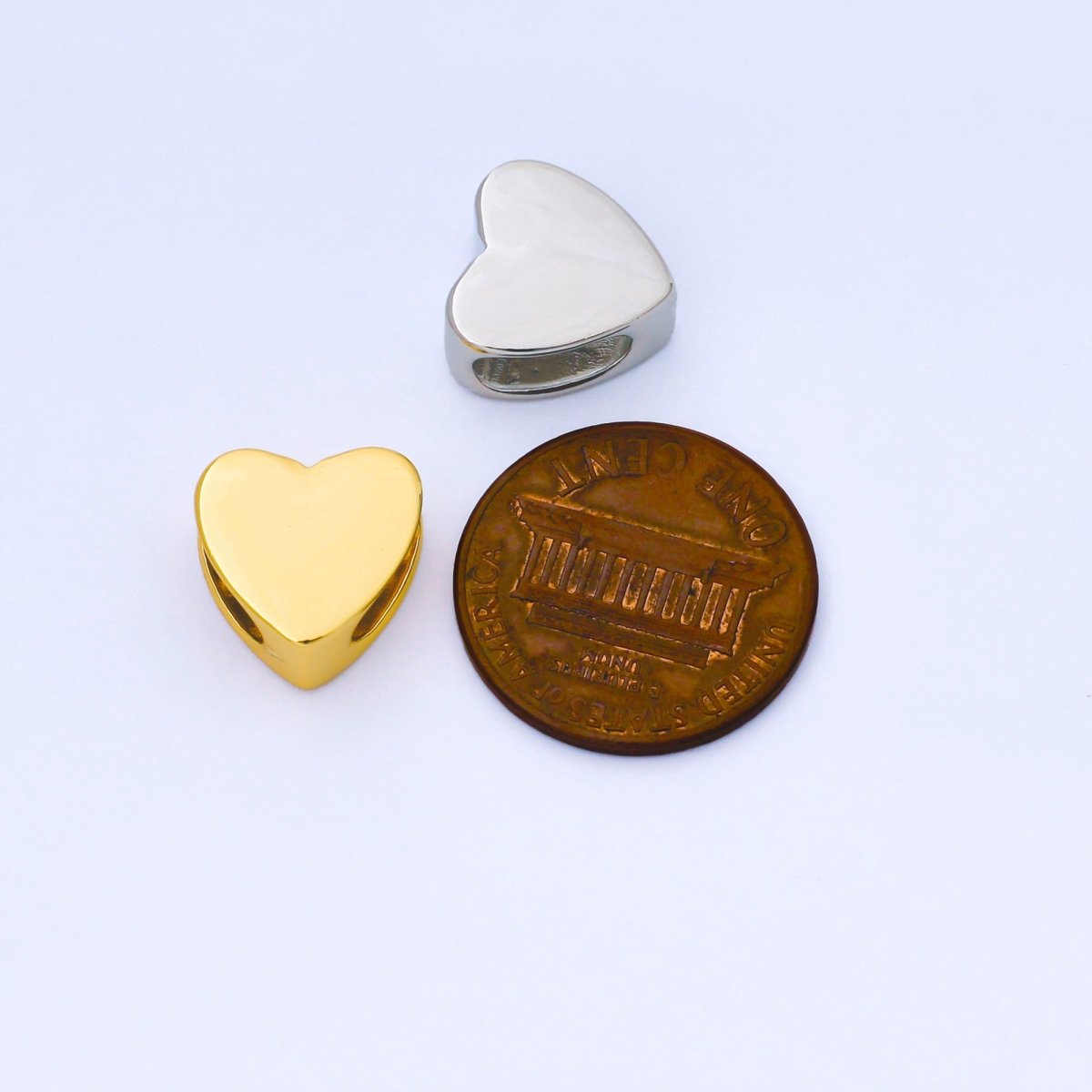 24K Gold Filled 12mm Personalized Cord Chubby Heart Bead Spacer | b851 - DLUXCA