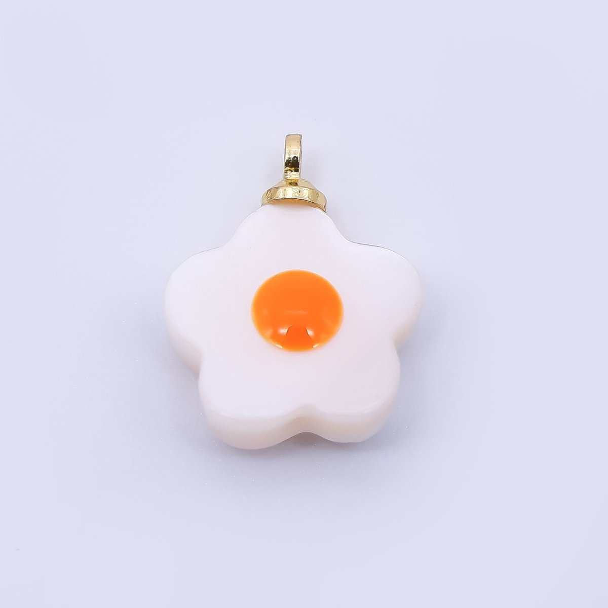 24K Gold Filled 13.5mm Shell Pearl Daisy Flower Egg Flower Shape Charm | P - 1823 - DLUXCA