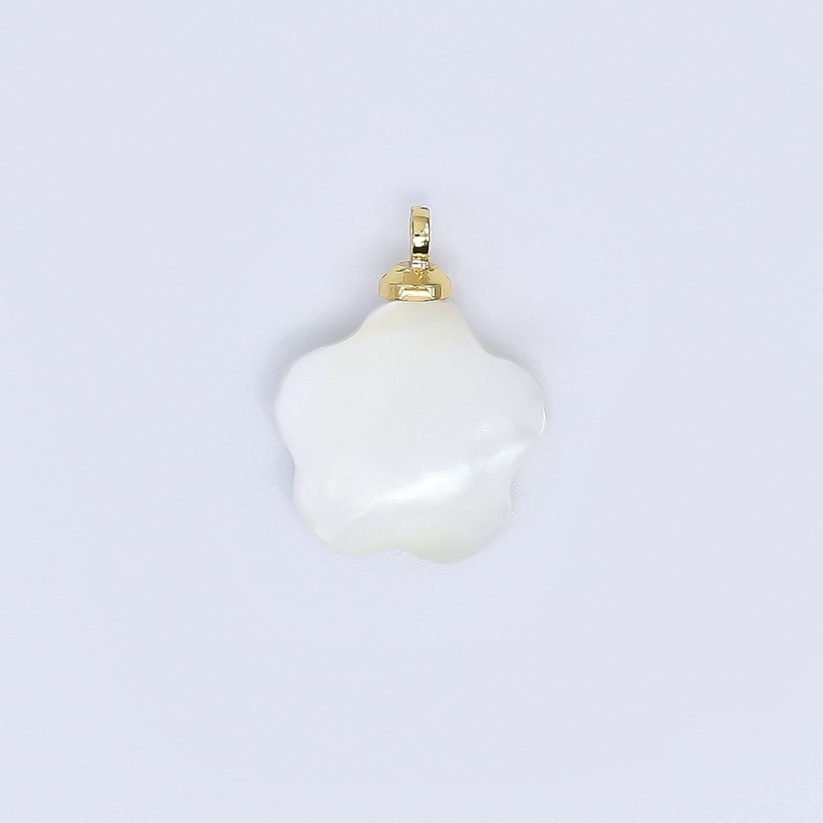 24K Gold Filled 13.5mm Shell Pearl Rounded 5 - Petals of Flower Charm | P - 1825 - DLUXCA