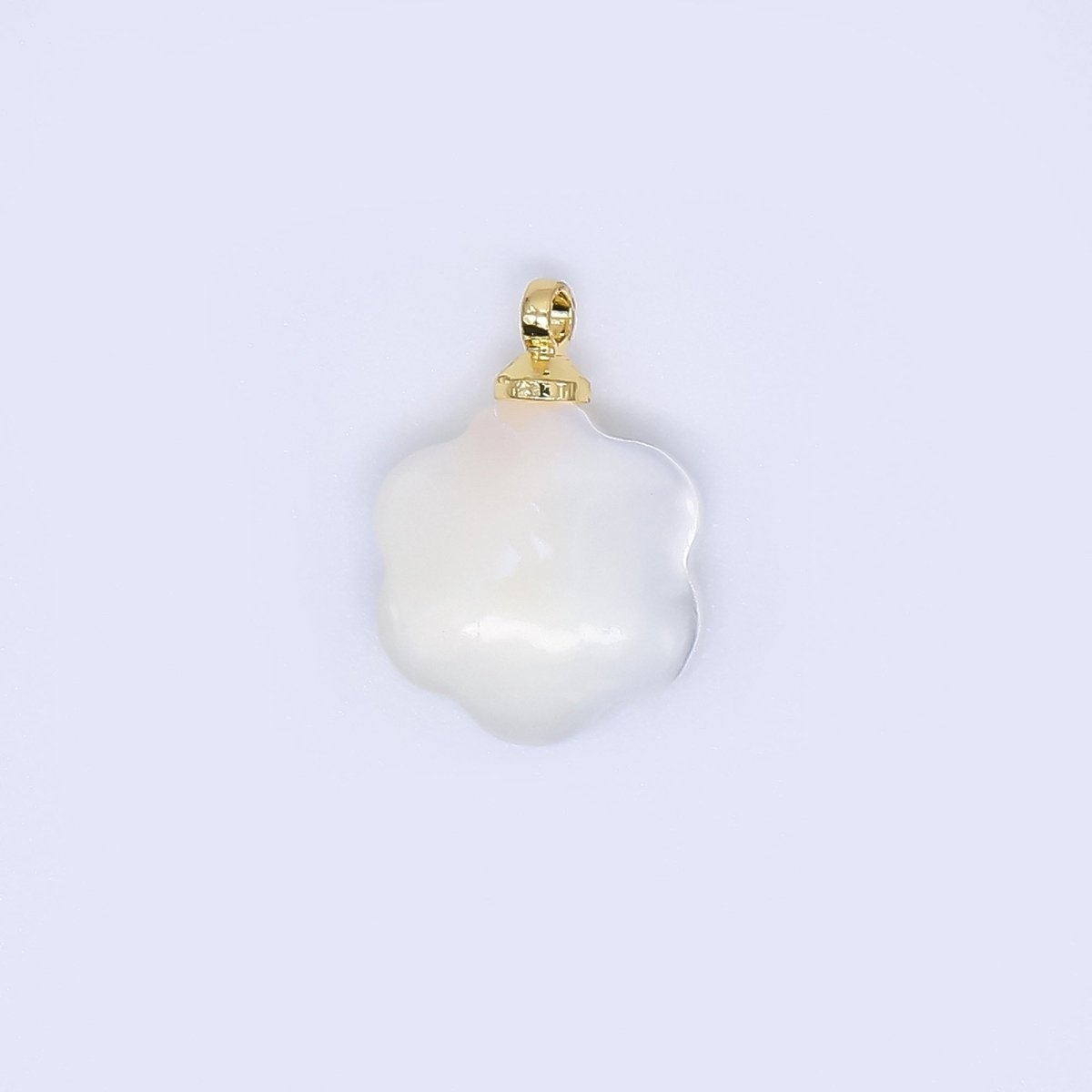 24K Gold Filled 13.5mm Shell Pearl Rounded 6 - Petals Blooms of Flower Charm | P - 1852 - DLUXCA