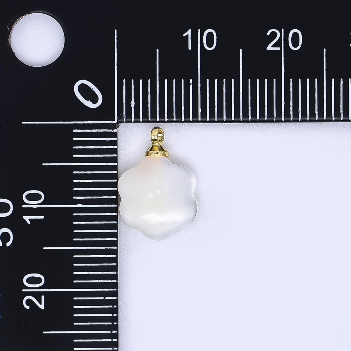24K Gold Filled 13.5mm Shell Pearl Rounded 6 - Petals Blooms of Flower Charm | P - 1852 - DLUXCA