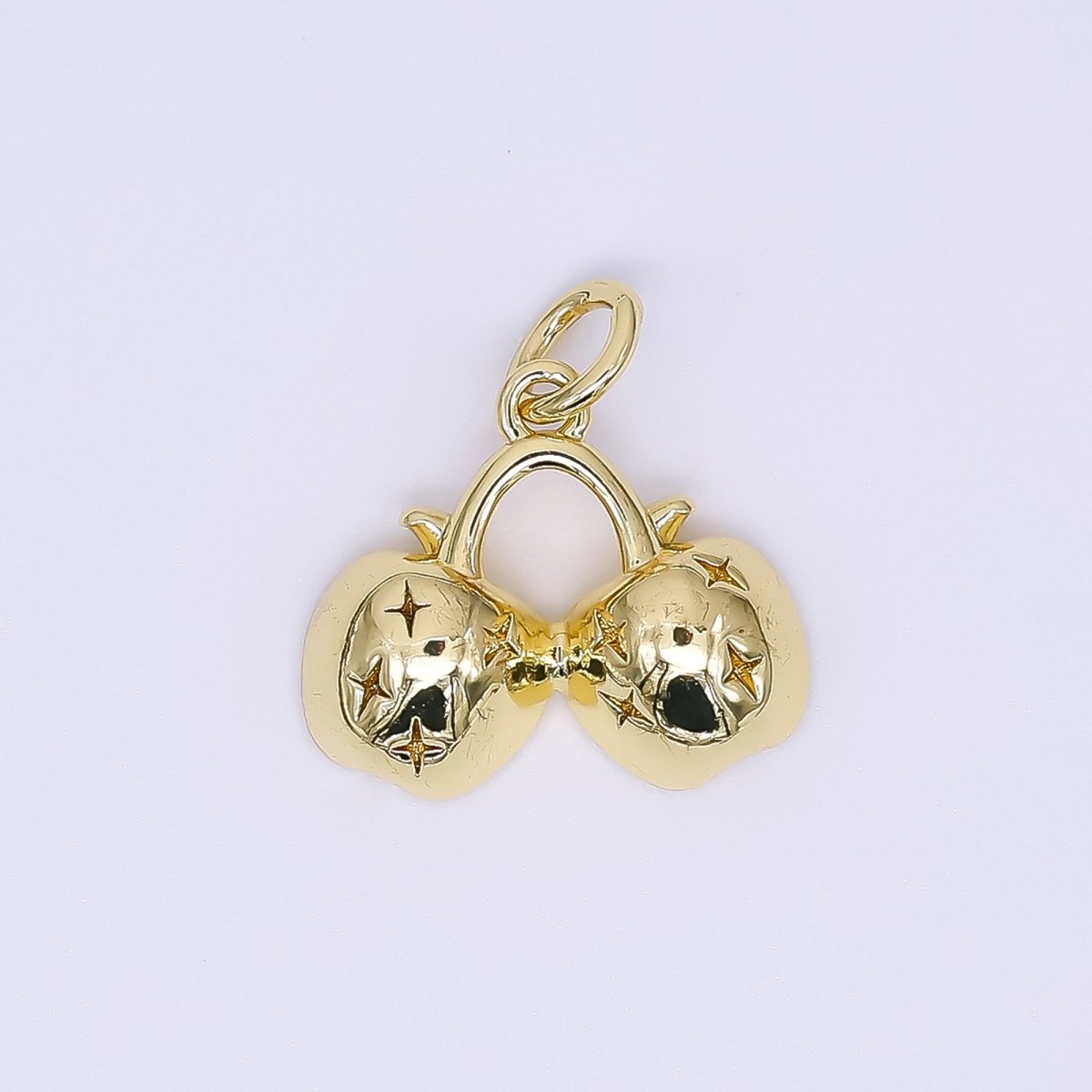 24K Gold Filled 13mm Apple Twin Fruit Charm in Gold & Silver | AH - 553 - DLUXCA