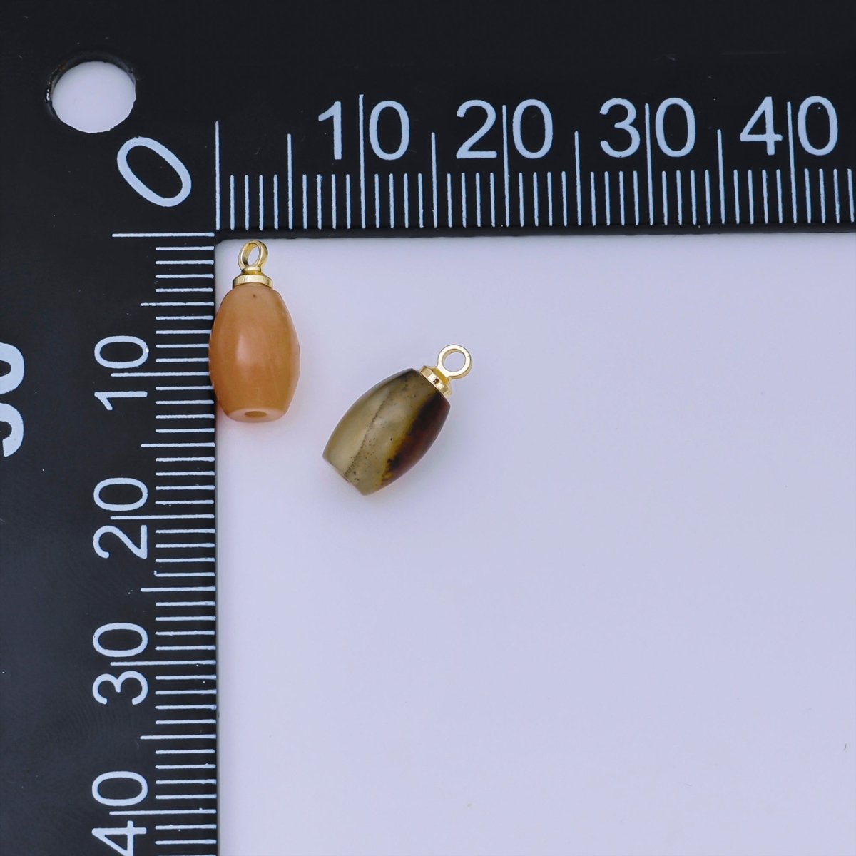 24K Gold Filled 13mm Brown Glass Art Capsule Oval Drop Charm | AJ - 490 - DLUXCA