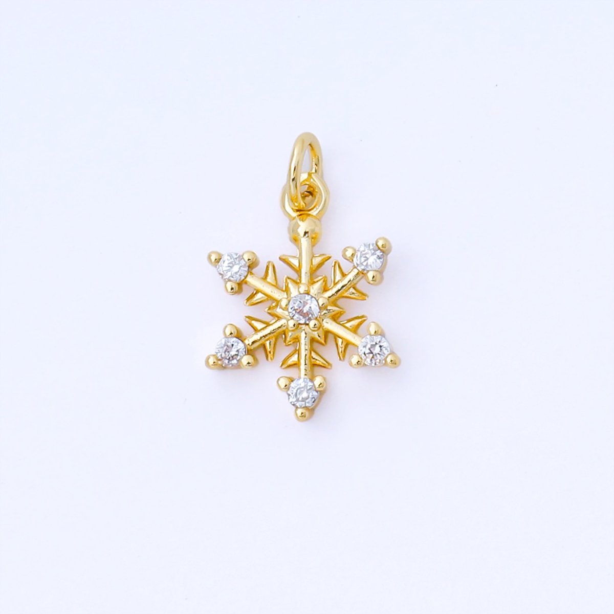 24K Gold Filled 13mm Clear CZ Winter Snowflakes Charm | AF1546 - DLUXCA