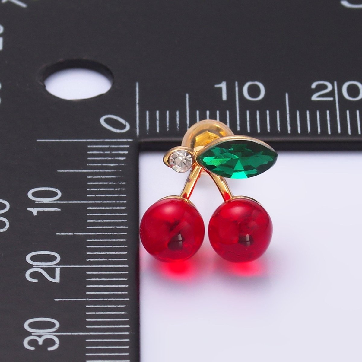 24K Gold Filled 13mm CZ Cherry Fruit Stud Earrings | AB720 - DLUXCA