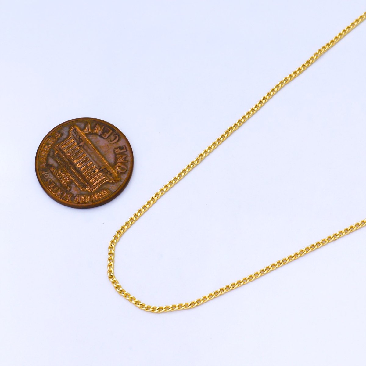 24K Gold Filled 1.3mm Dainty Minimalist Curb Unfinished Chain by Yard | Roll - 1748 - DLUXCA