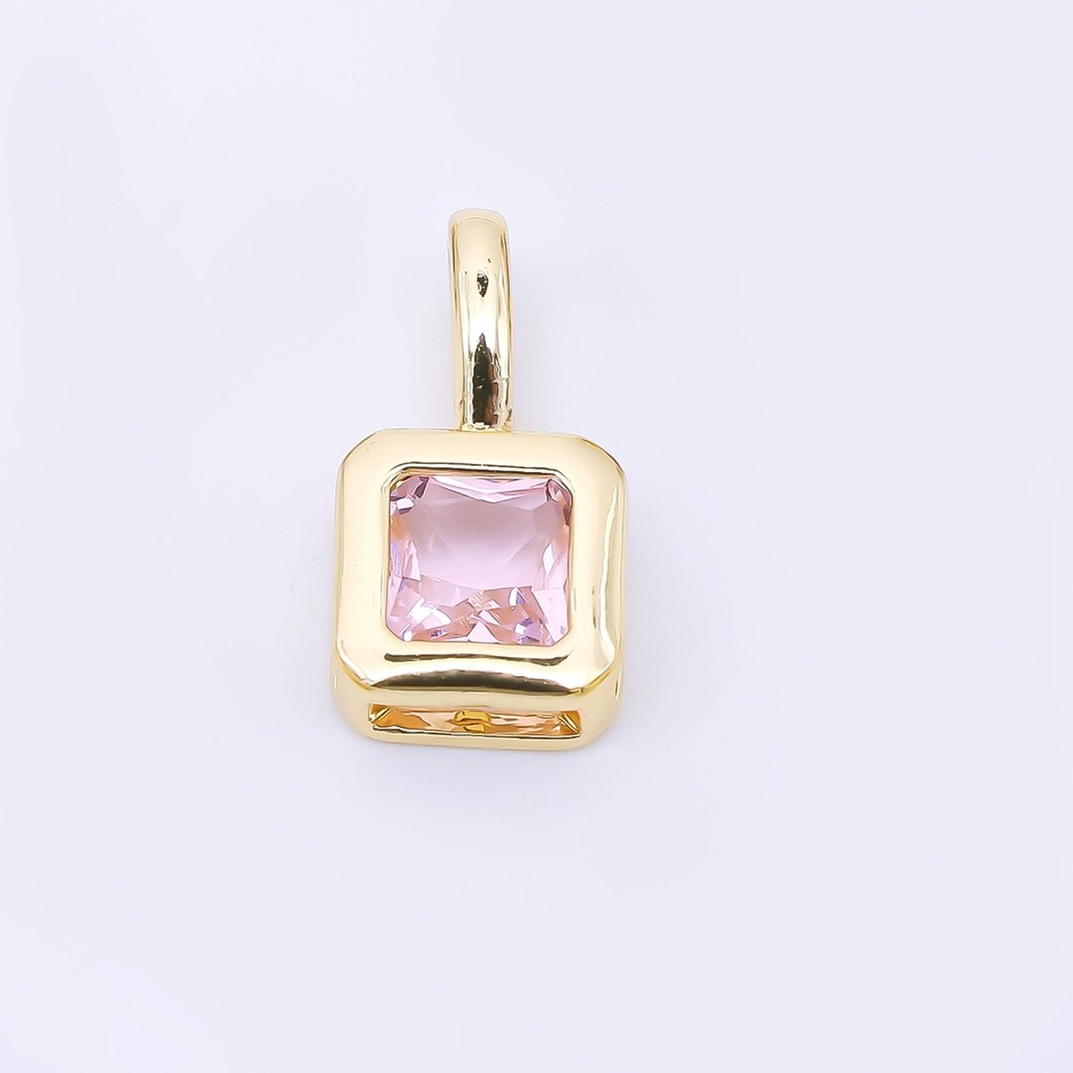 24K Gold Filled 13mm Green, Red, Black Square Baguette CZ Bezel Cut Charm | AA1630 - AA1632 - DLUXCA