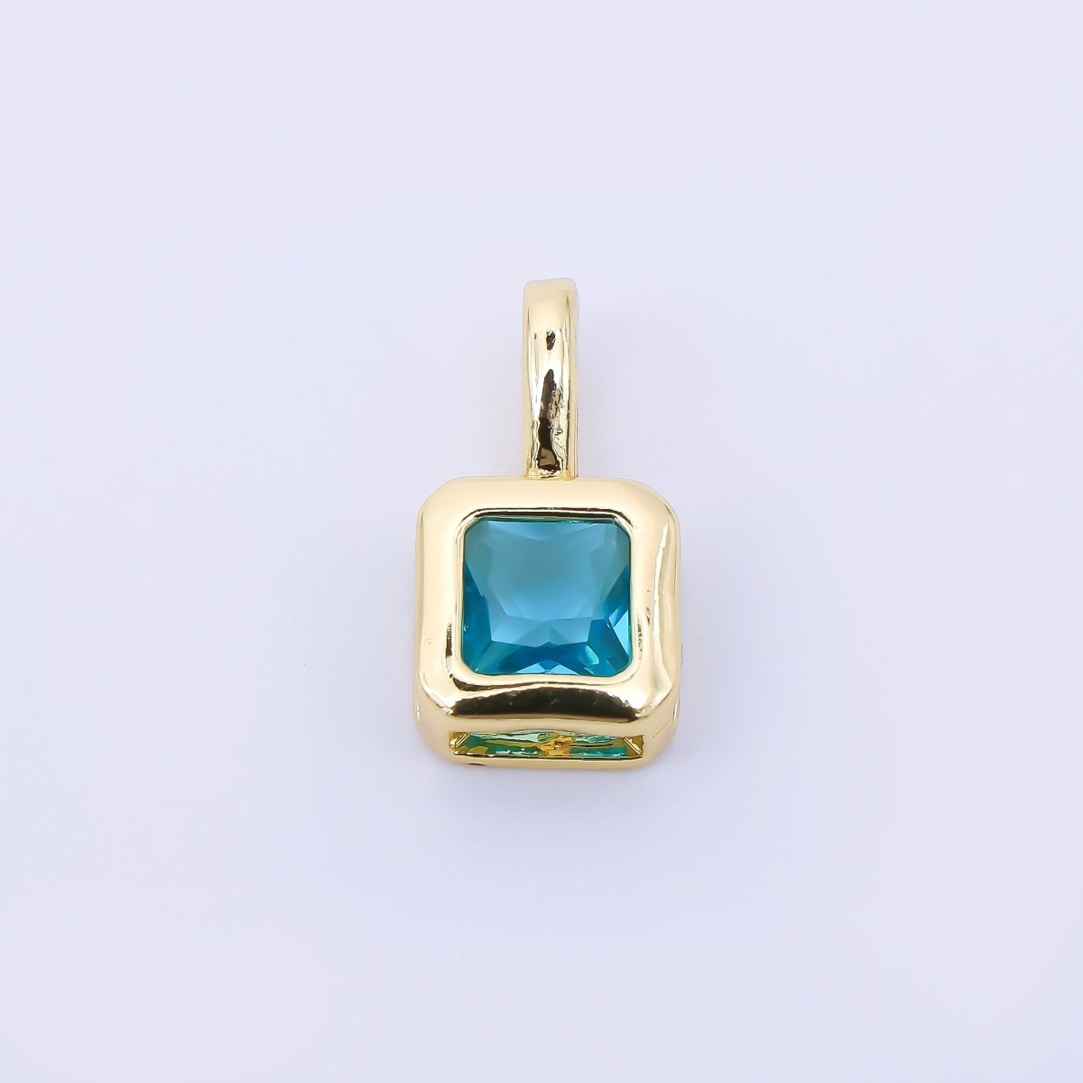 24K Gold Filled 13mm Green, Red, Black Square Baguette CZ Bezel Cut Charm | AA1630 - AA1632 - DLUXCA