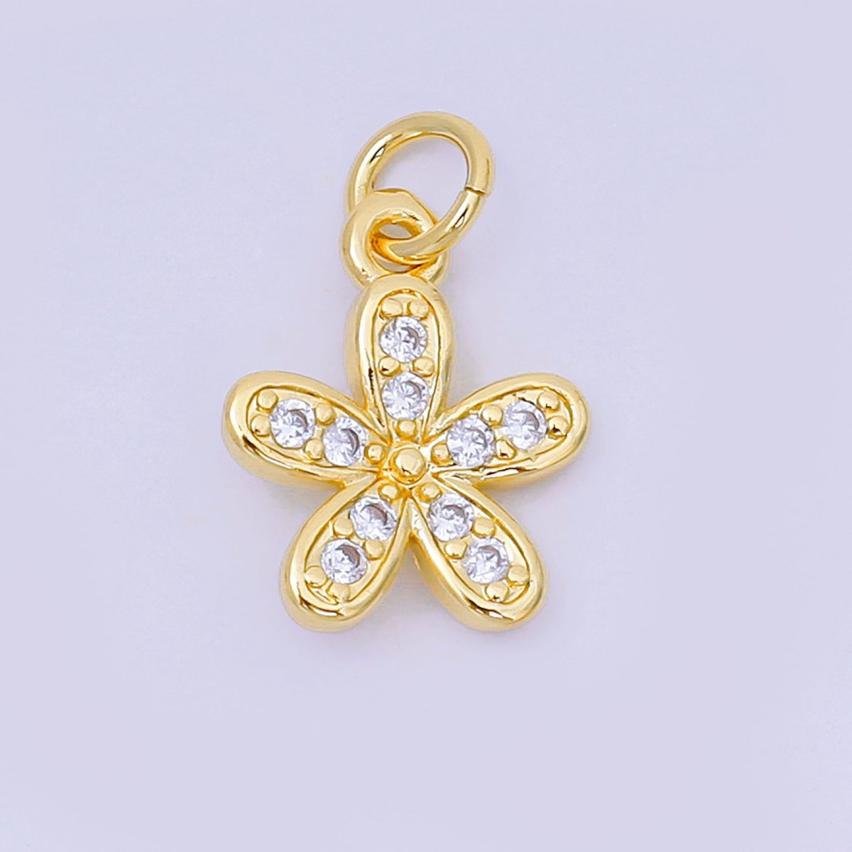 24K Gold Filled 13mm Micro Paved CZ Blooming Flower Charm | AH - 645 - DLUXCA