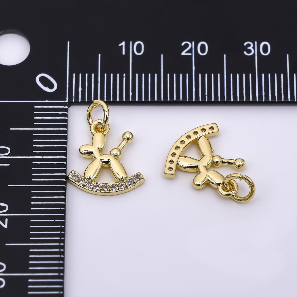 24K Gold Filled 13mm Micro Paved CZ Cute Balloon Dog Charm | AH - 578 - DLUXCA
