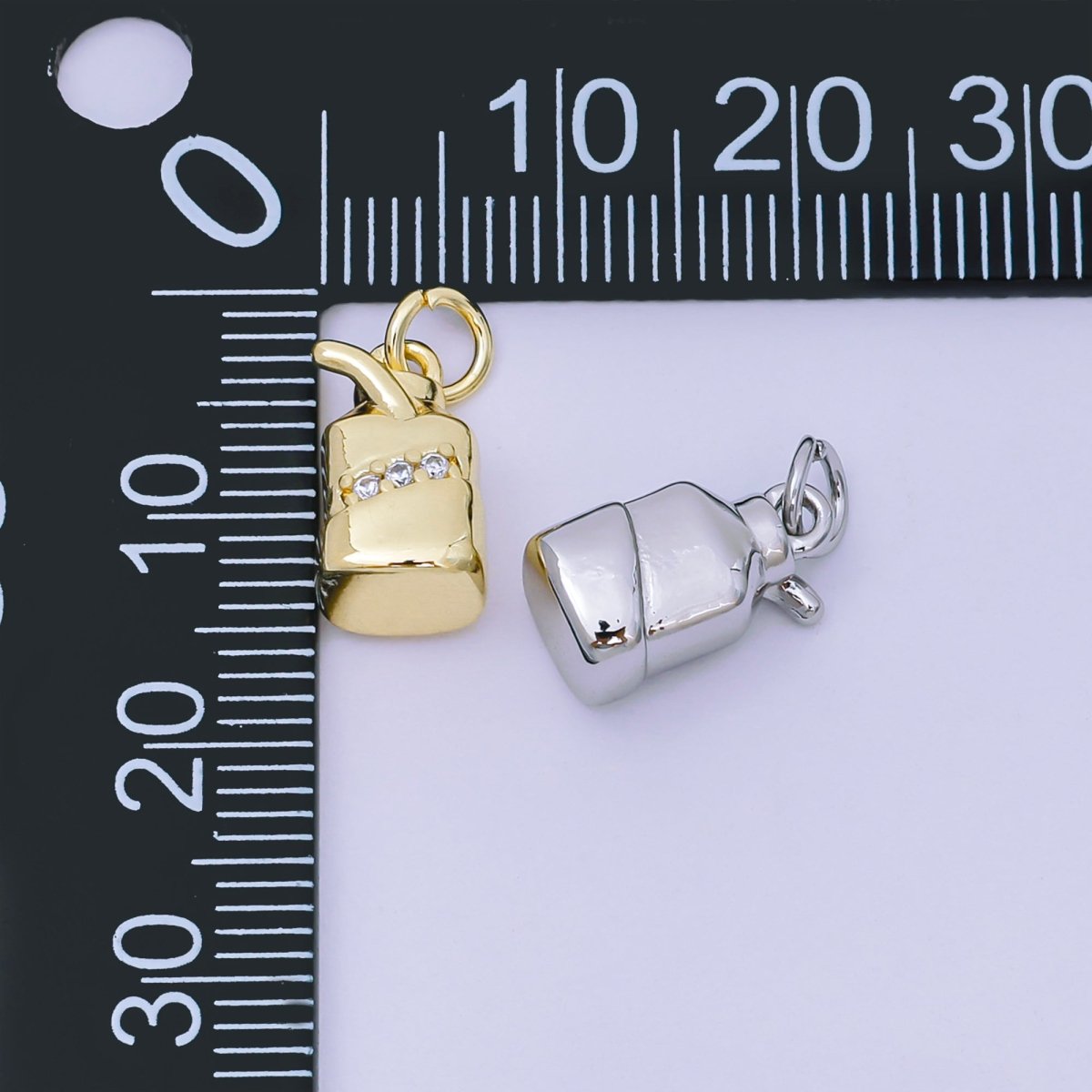 24K Gold Filled 13mm Micro Paved CZ Drink Charm in Gold & Silver | AJ474 - DLUXCA
