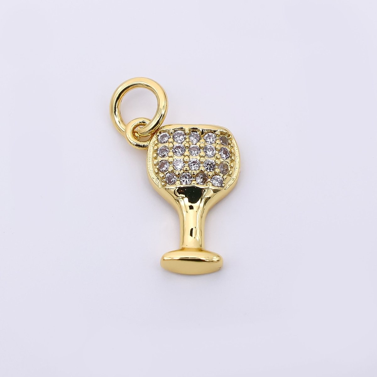 24K Gold Filled 13mm Micro Paved CZ Glass of Wine Charm | AH - 575 - DLUXCA