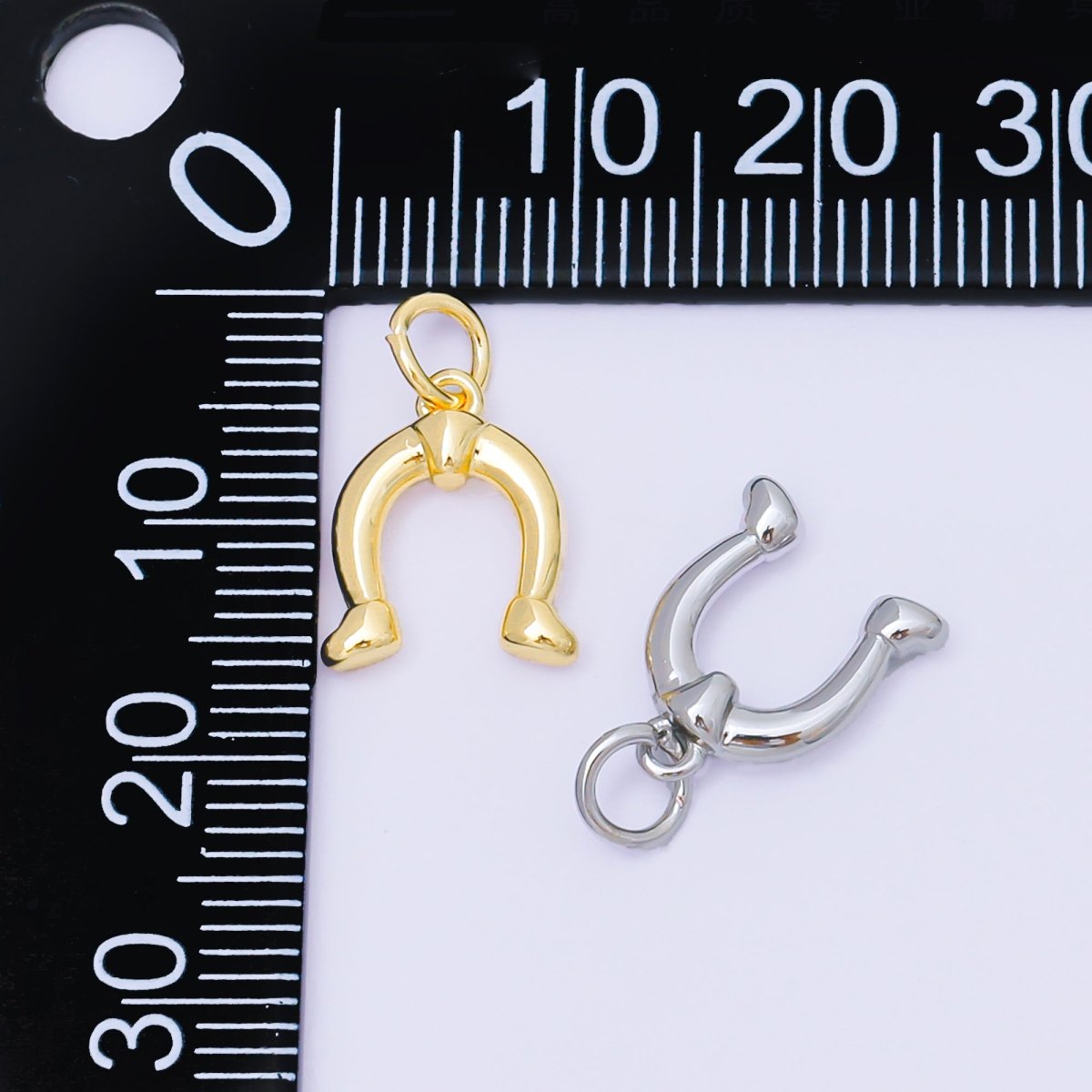24K Gold Filled 13mm Minimalist Lucky Horseshoe Charm in Gold & Silver | AF1253 - DLUXCA