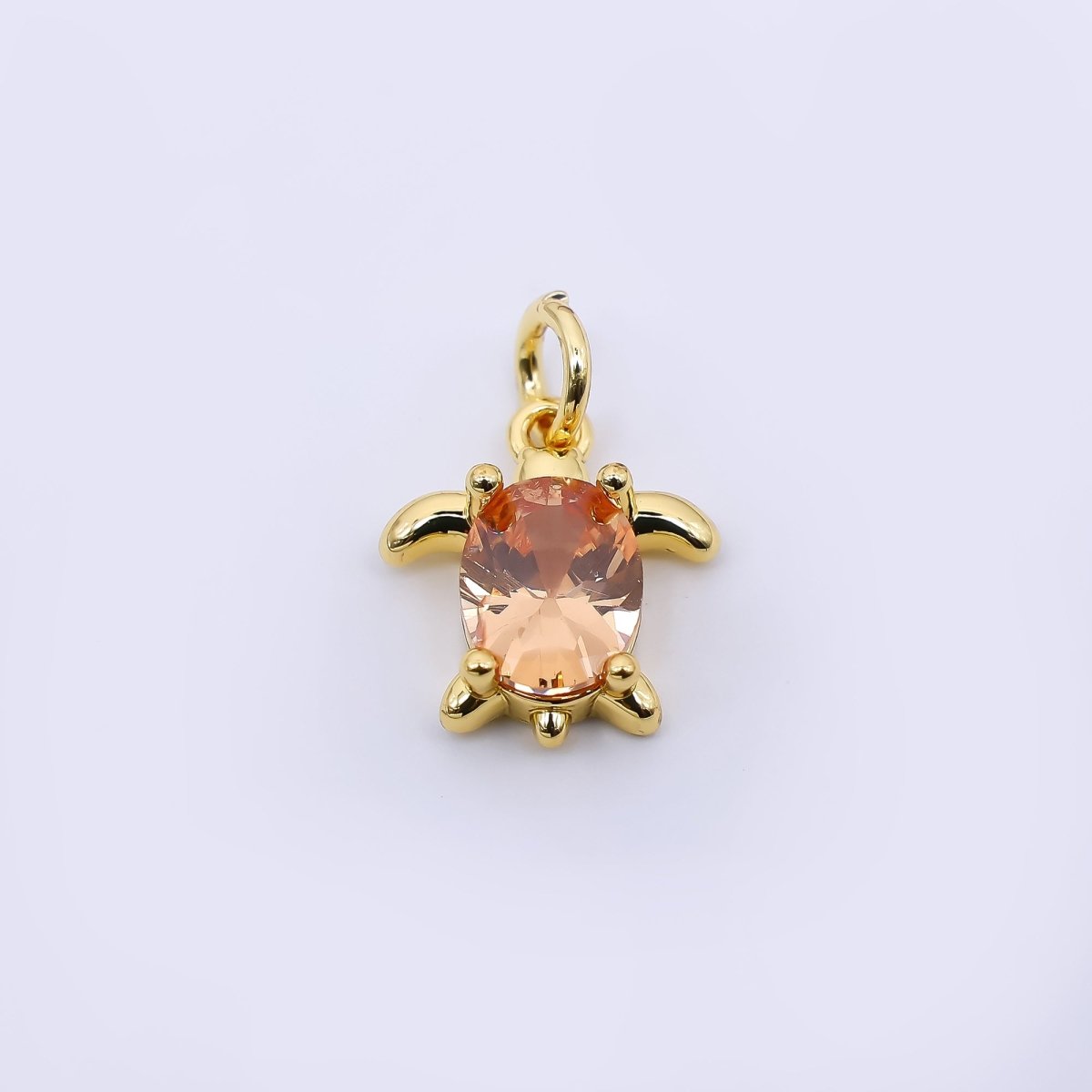 24K Gold Filled 13mm Orange CZ Turtle Tortoise Mini Charm | AF474 - DLUXCA