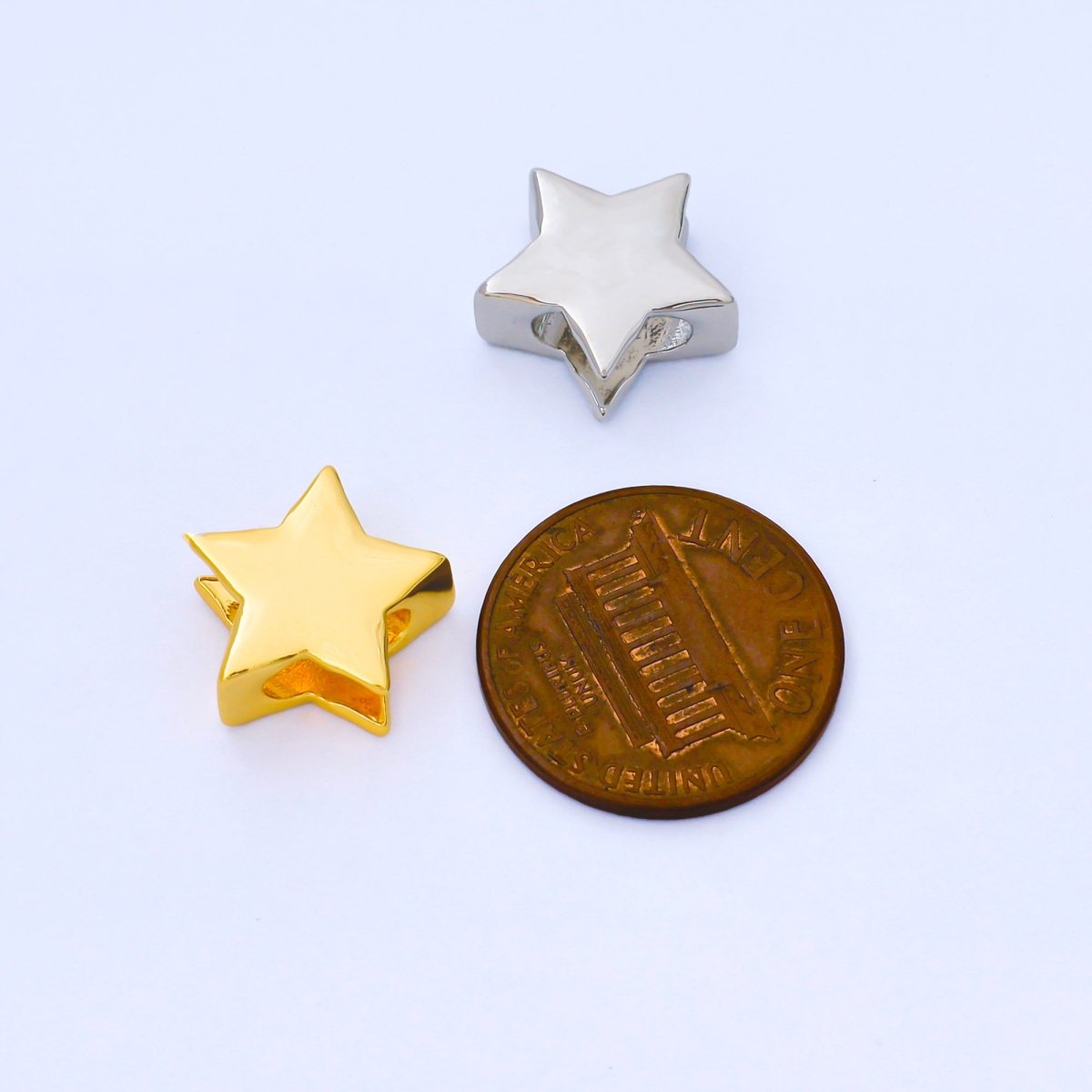 24K Gold Filled 13mm Personalized Cord Chubby Star Bead Spacer | B852 - DLUXCA