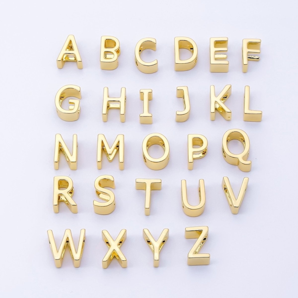 24K Gold Filled 13mm Personalized Minimalist Initial Letter Alphabet Bead | AF131 - AF143 - DLUXCA