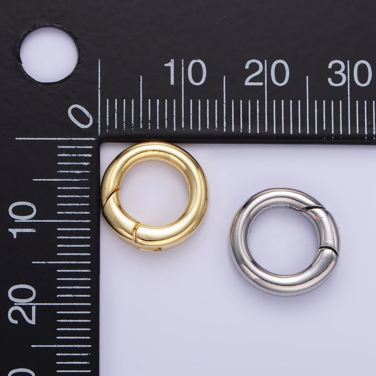 24K Gold Filled 13mm Round Push Gate Findings in Gold & Silver | L079 - DLUXCA