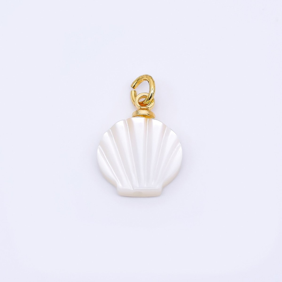 24K Gold Filled 13mm Shell Pearl Scallop Fan - Shaped Sea Shell Charm | P - 1792 - DLUXCA