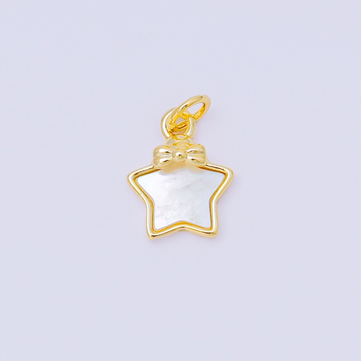 24K Gold Filled 13mm Star in Bowtie Shell Pearl Charm | M876 - DLUXCA