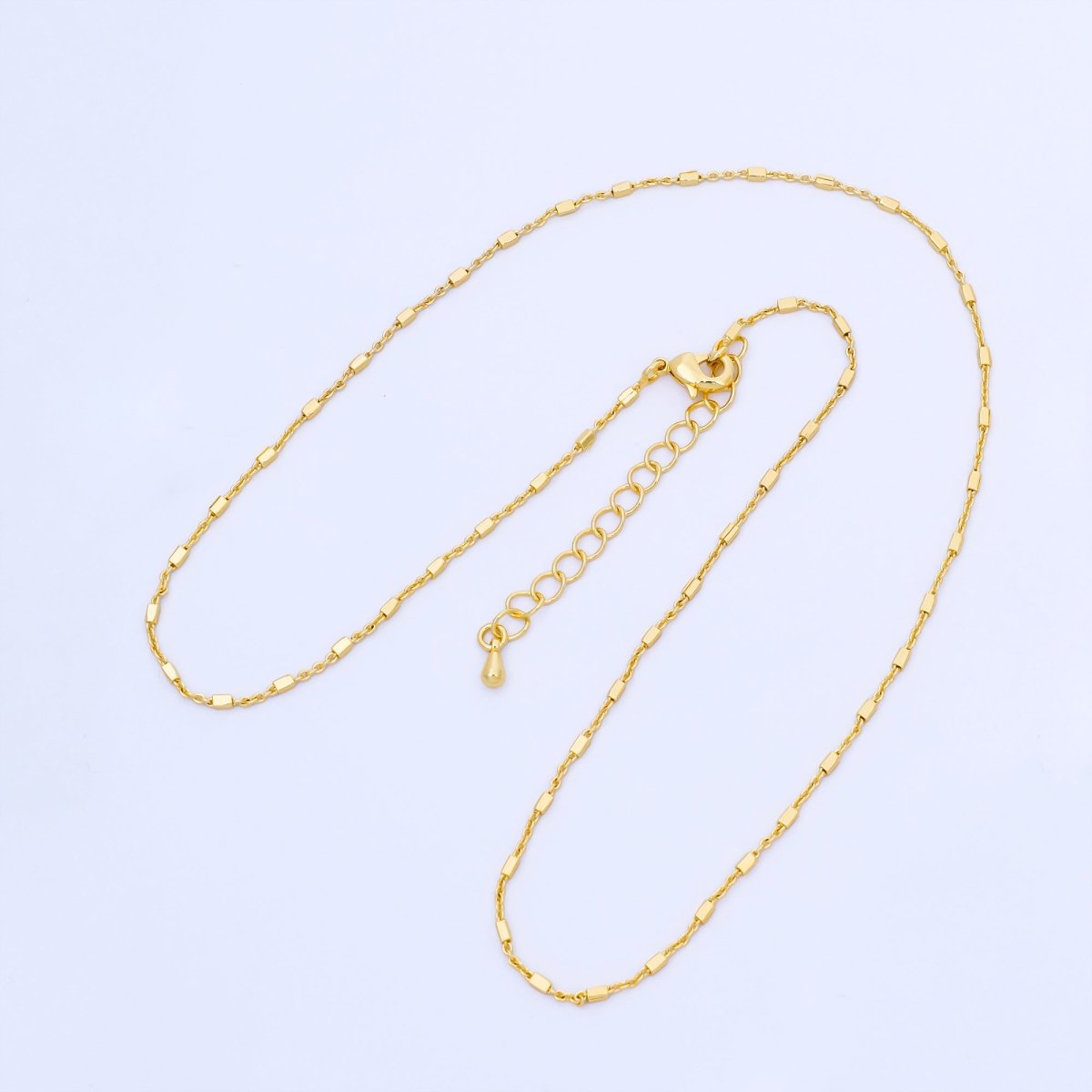 24K Gold Filled 1.3mm Tube Beads Satellite Chain 18 Inch Necklace | WA - 1601 - DLUXCA