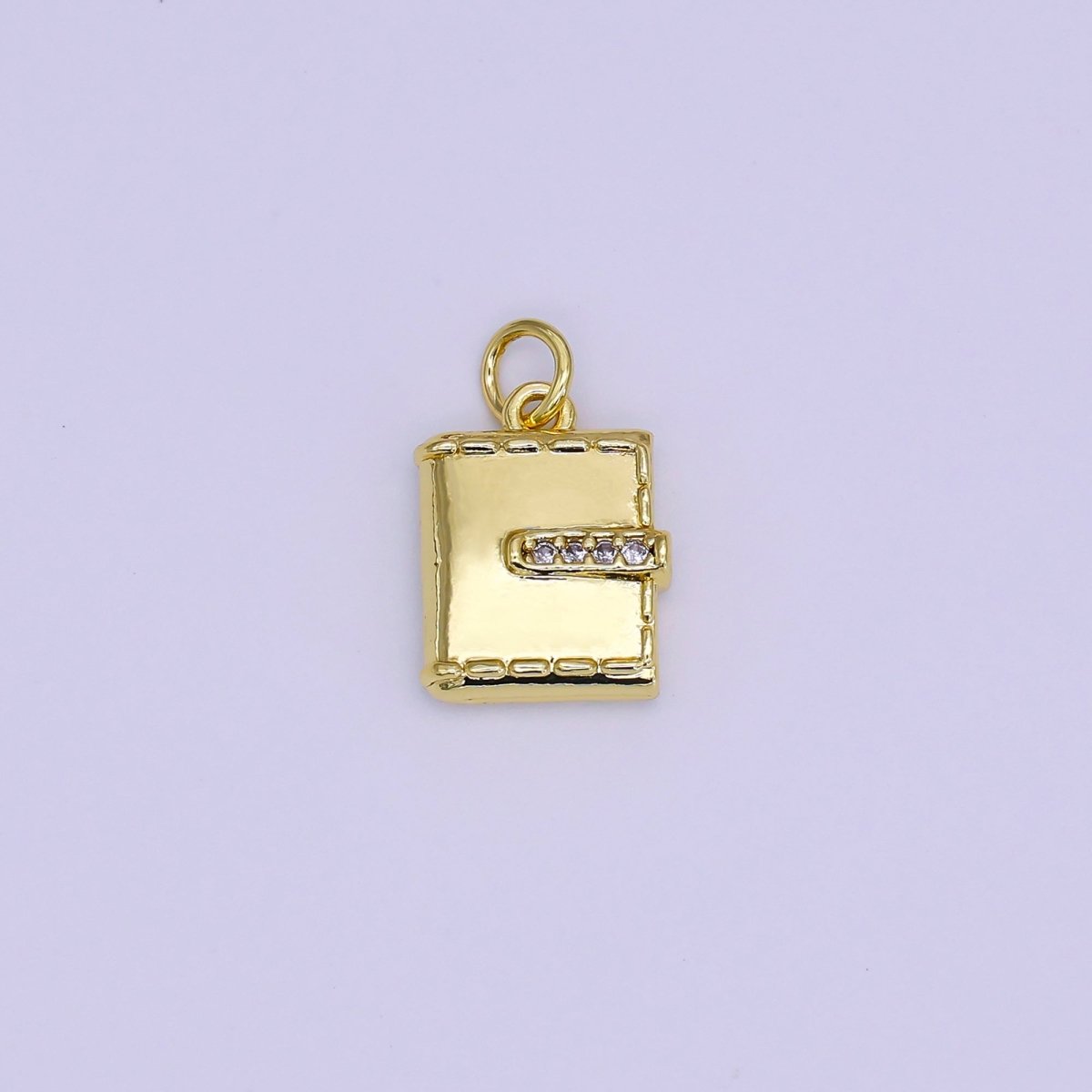 24K Gold Filled 14.5mm Micro Paved CZ Mini Luxe Wallet Book Diary Charm | AJ312 - DLUXCA