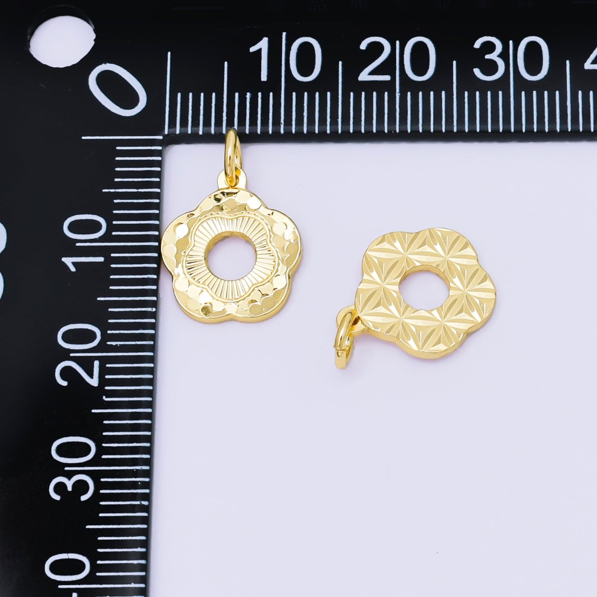 24K Gold Filled 14mm Blooming Floral Open Flower Charm | AF1248 - DLUXCA