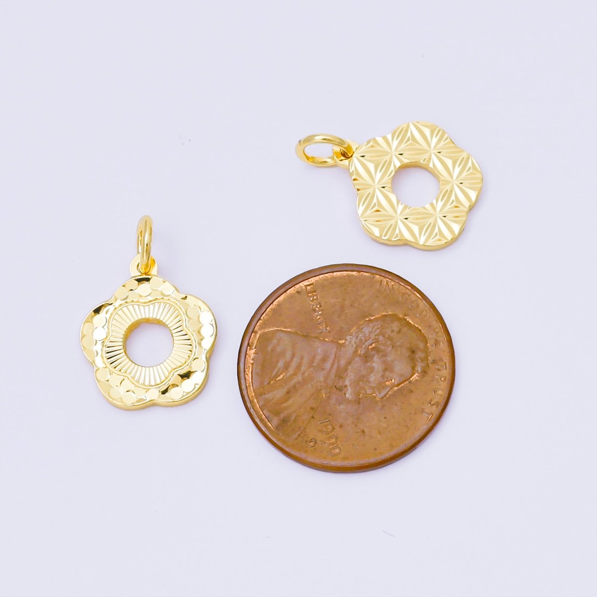 24K Gold Filled 14mm Blooming Floral Open Flower Charm | AF1248 - DLUXCA