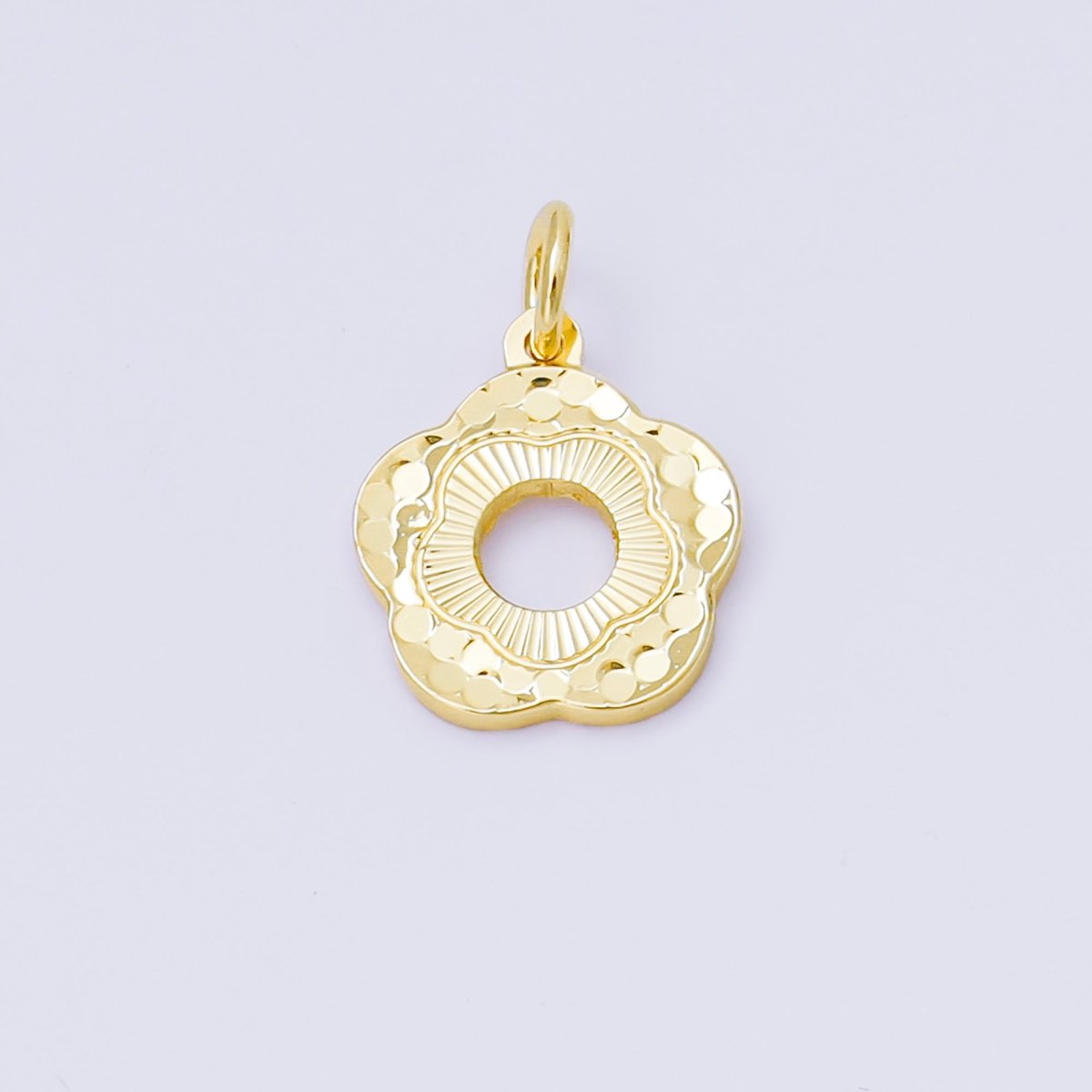 24K Gold Filled 14mm Blooming Floral Open Flower Charm | AF1248 - DLUXCA