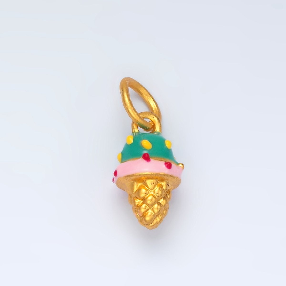 24K Gold Filled 14mm Blue & Pink Ice Cream Kids Charm | M234 - DLUXCA