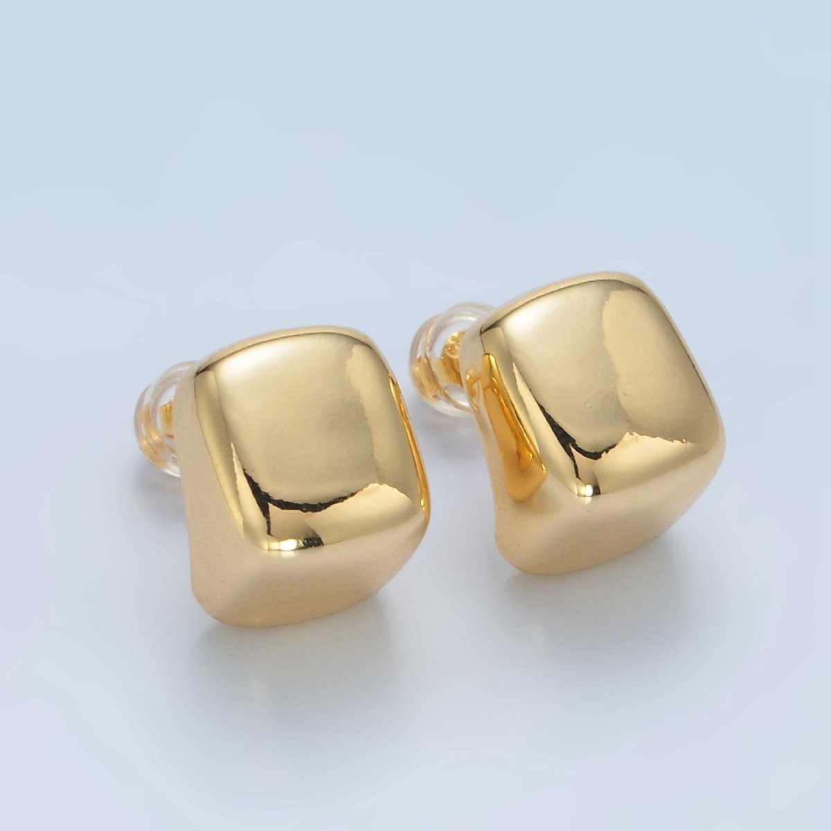 24K Gold Filled 14mm Cube J - Shaped Hoop Earrings | AD633 - DLUXCA