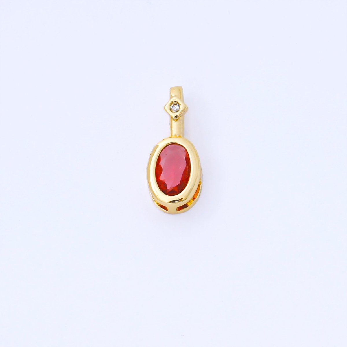 24K Gold Filled 14mm Fuchsia, Green, Black CZ Bezel Outline Oval Pendant | AA1636 AA1637 AA1652 - DLUXCA