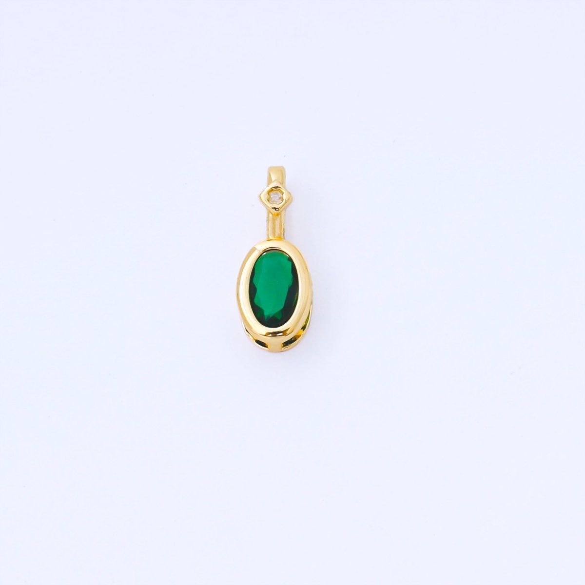 24K Gold Filled 14mm Fuchsia, Green, Black CZ Bezel Outline Oval Pendant | AA1636 AA1637 AA1652 - DLUXCA