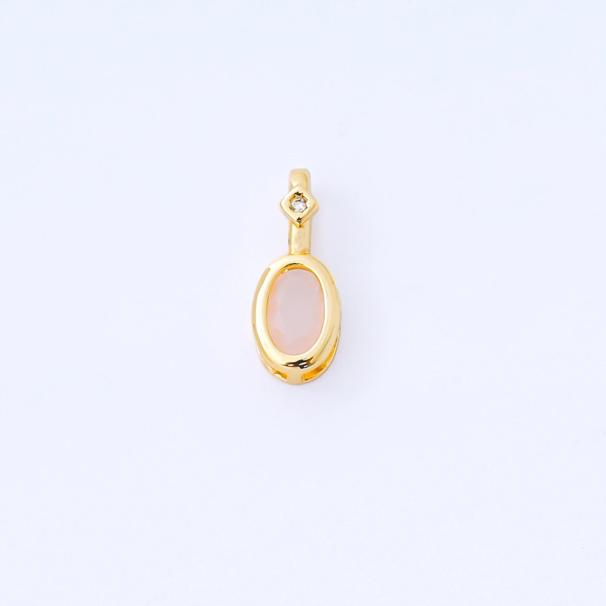 24K Gold Filled 14mm Fuchsia, Green, Black CZ Bezel Outline Oval Pendant | AA1636 AA1637 AA1652 - DLUXCA