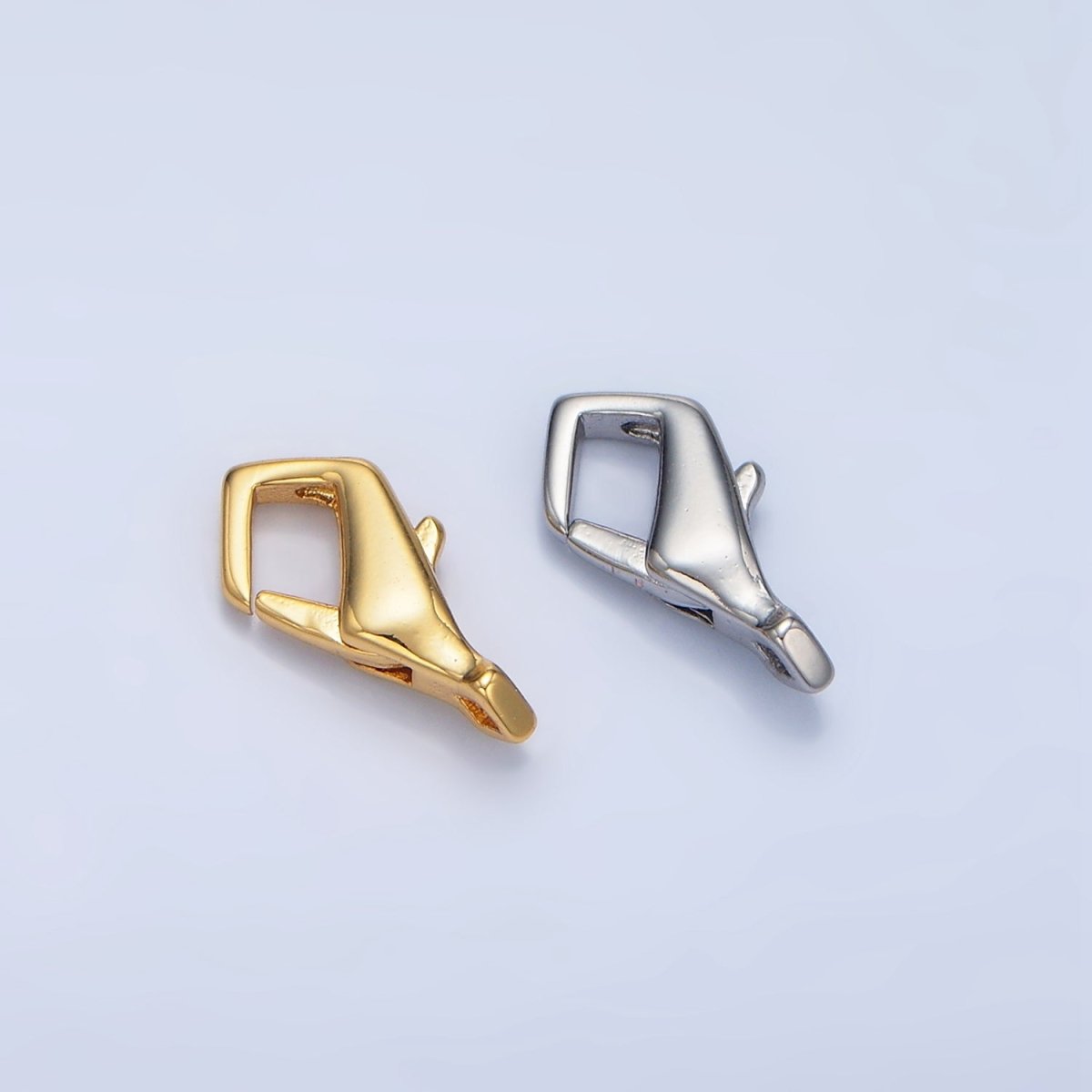 24K Gold Filled 14mm Geometric Edged Lobster Claw Clasps Closure Findings in Gold & Silver | Z962 - DLUXCA