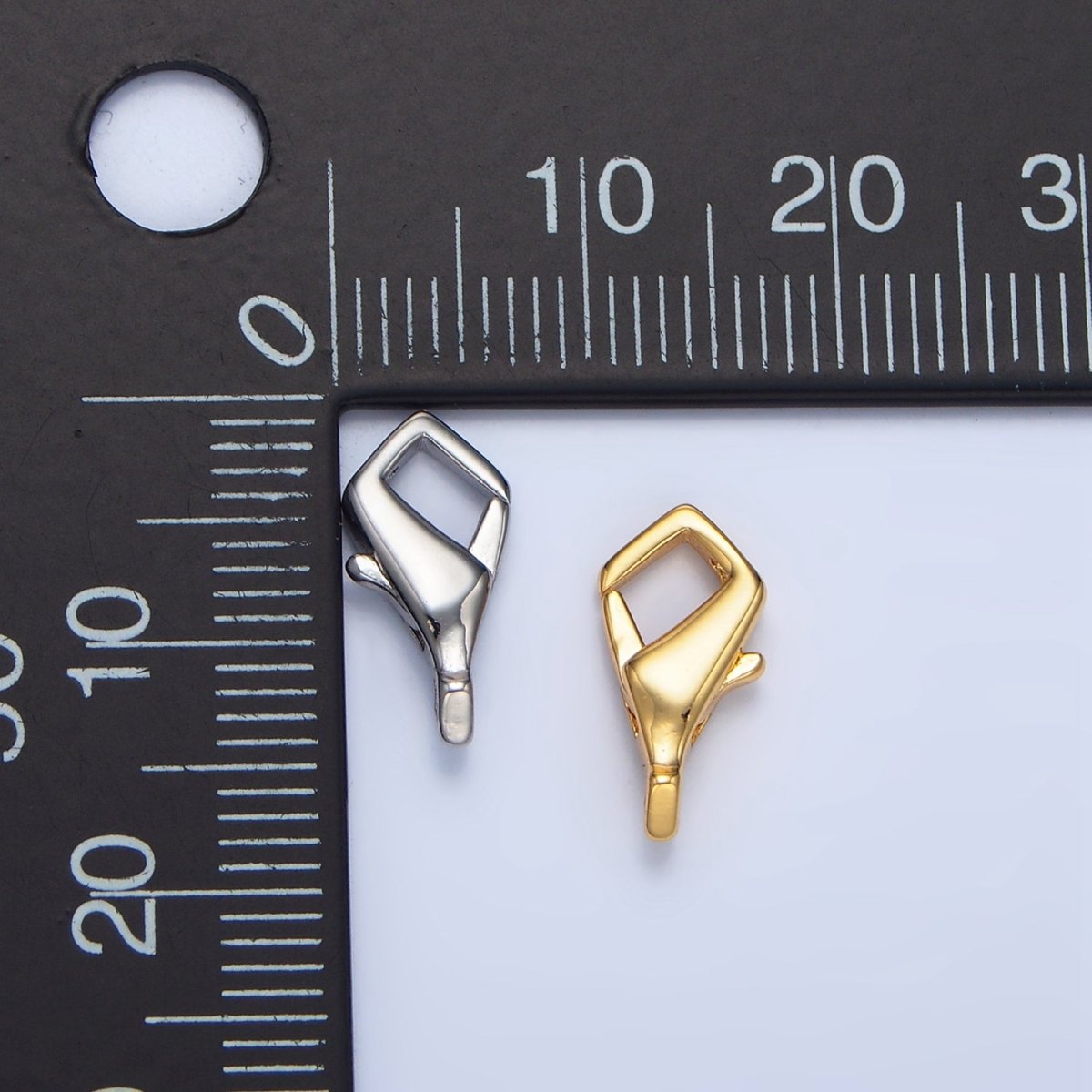 24K Gold Filled 14mm Geometric Edged Lobster Claw Clasps Closure Findings in Gold & Silver | Z962 - DLUXCA