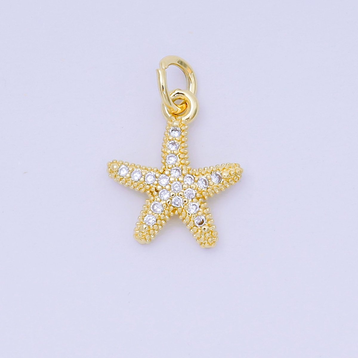 24K Gold Filled 14mm Micro Paved CZ Beach Star Fish Animal Pendant | AJ - 507 - DLUXCA
