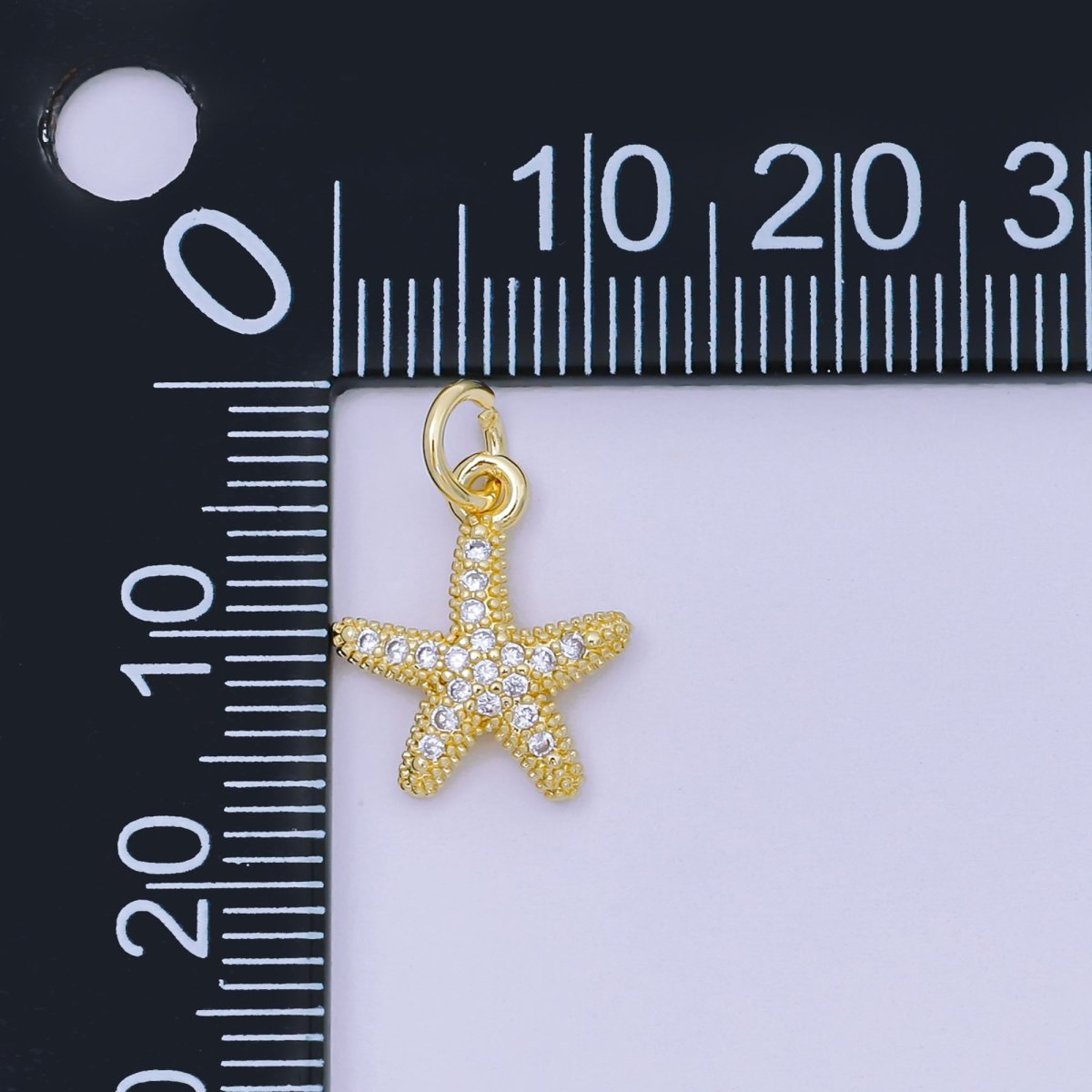 24K Gold Filled 14mm Micro Paved CZ Beach Star Fish Animal Pendant | AJ - 507 - DLUXCA