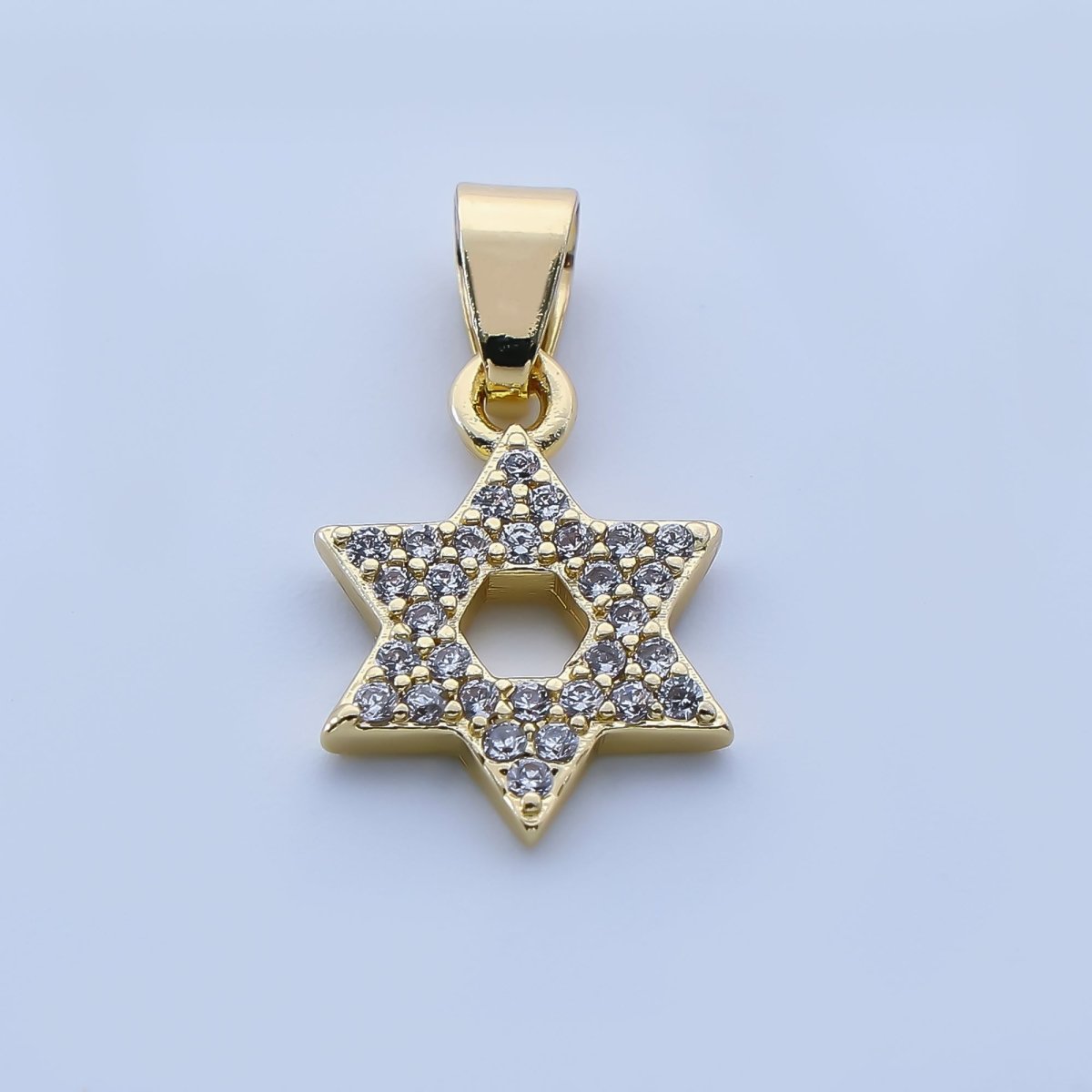 24K Gold Filled 14mm Micro Paved CZ Celestial Six - Point Star of David Pendant | AH - 522 - DLUXCA