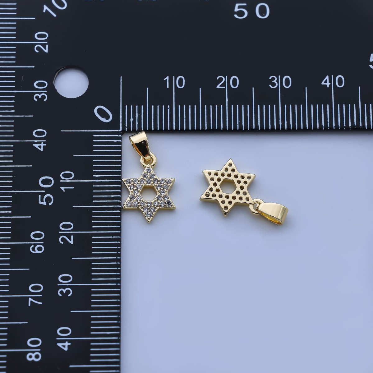 24K Gold Filled 14mm Micro Paved CZ Celestial Six - Point Star of David Pendant | AH - 522 - DLUXCA