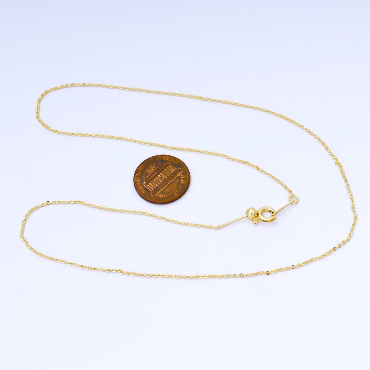 24K Gold Filled 1.4mm Minimalist Cable Chain 19 Inch Slider Necklace | WA - 4024 - DLUXCA