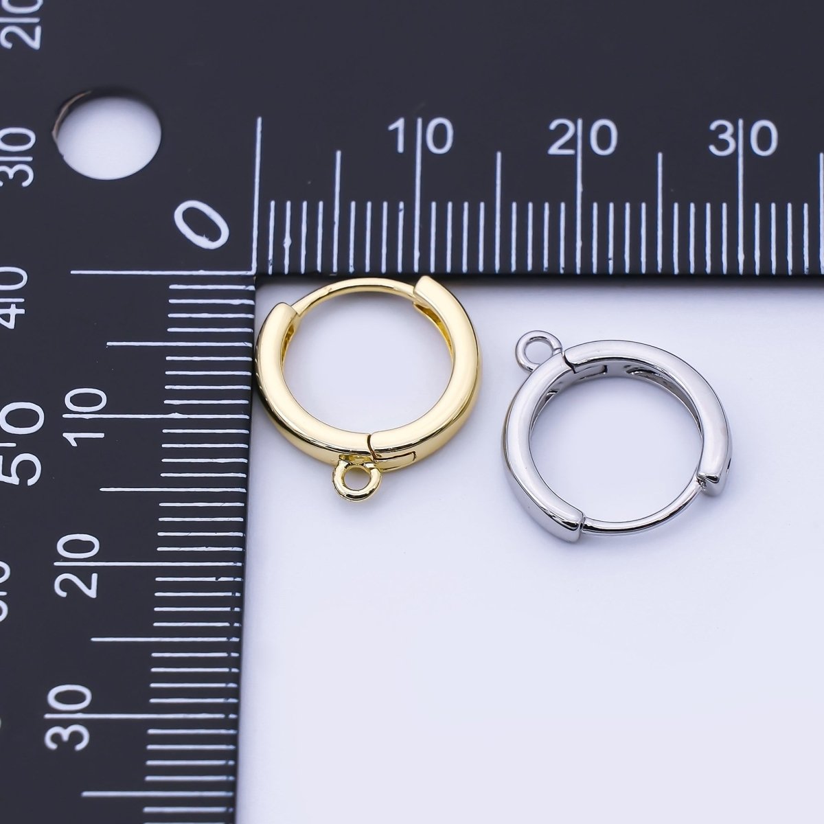 24K Gold Filled 14mm Minimalist Drop Huggie Findings in Gold & Silver | Z1514 Z1515 - DLUXCA