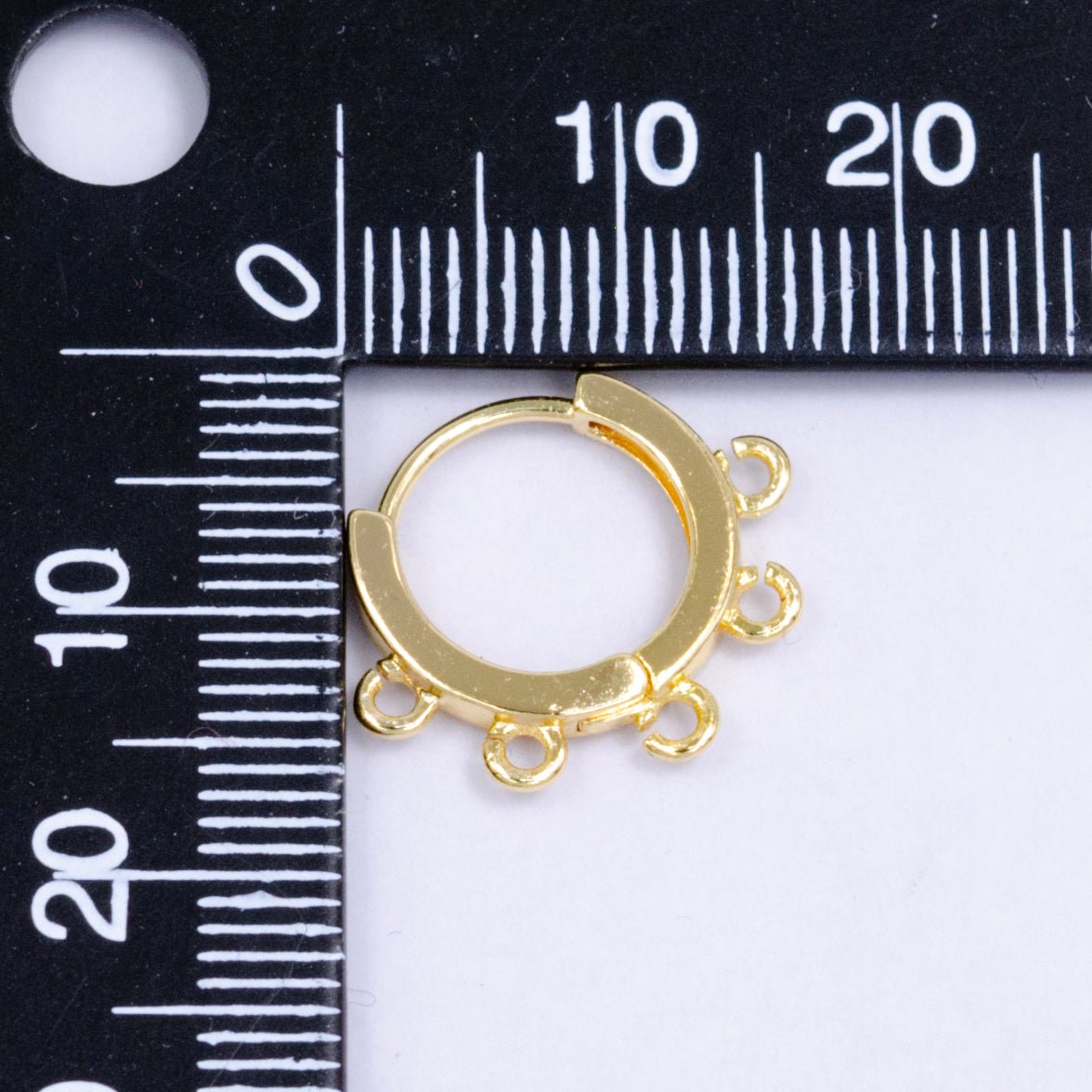 24K Gold Filled 14mm Minimalist Five Open Loop Drop Huggie Earring Findings | Z1024 - DLUXCA