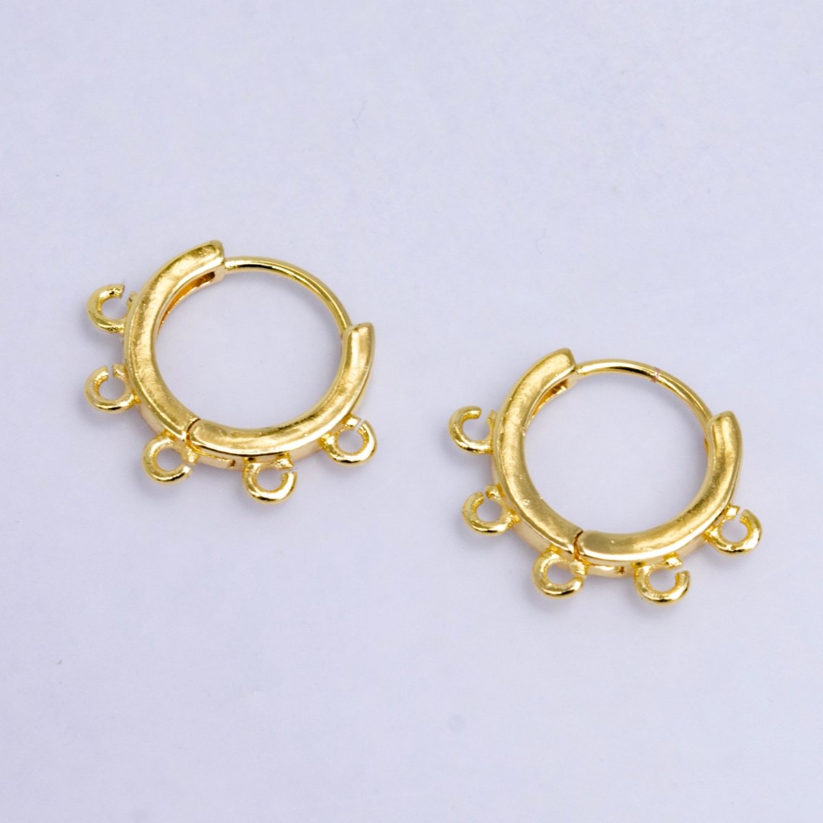 24K Gold Filled 14mm Minimalist Five Open Loop Drop Huggie Earring Findings | Z1024 - DLUXCA